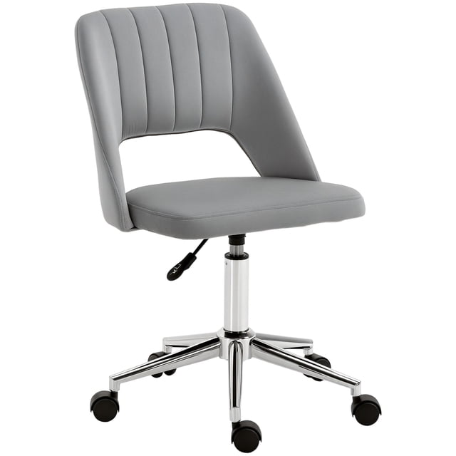 Grey Velvet Swivel Office Chair | Mid-Back Computer Desk Chair with Adjustable Height & Breathable Design for Home Office & Living Room - 19.3" x 23.6"