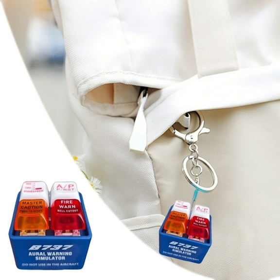 B737 Aural Warning Simulator Keychain Pilot & Crew Alert Keychain With Led & Warning Sound Aviation Cockpit Button Gift For Aviation Enthusiasts(Blue-2.4X1.6In)#4419