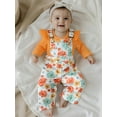 thumbnail image 4 of BemeyourBBs Baby Girls Clothing Set Long Sleeve Ribbed Romper with Print Overalls, 4 of 9