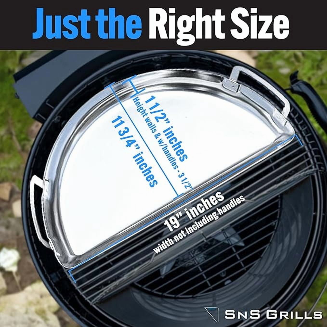 SnS Grills Slow 'N Sear® Drip 'N Griddle Pan 22" — Stainless Steel 3-in-1 Drip Pan, Griddle & Airflow Director for Weber 22-Inch Kettle Grills