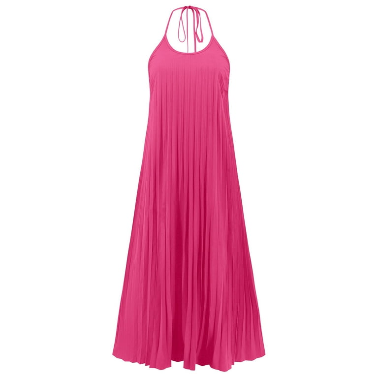OJSFQUFP Womens Dresses Summer Hot Pink Ladies Fashion