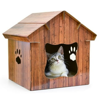  SMILE PAWS Cardboard Cat House with Scratcher, Cat Condo, Bed,  Toys, Cat Ice Cream Truck Scratcher House for Outdoor/Indoor, Cat Play  House & Home Décor, Easy to Assemble for Cats