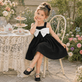 thumbnail image 5 of IPIO Girls Elegant Black and White Sleeveless Party Dress with Statement Bow, A-Line Skirt, 5 of 7