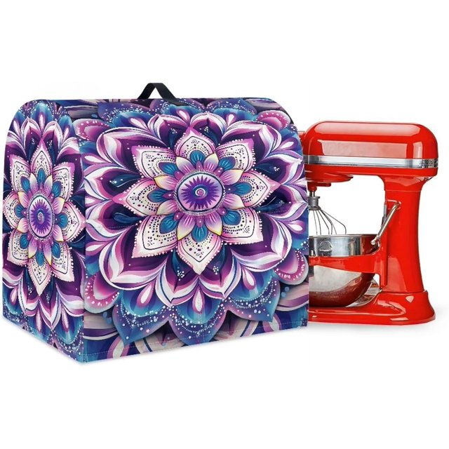 Stand Mixer Covers Protector Purple Mandala Flower Mixer Cover Kitchen Aid Mixer Cover Dust Covers with Top Handle Front Pocket Universal Fit Tilt Head and Bowl Lift Models