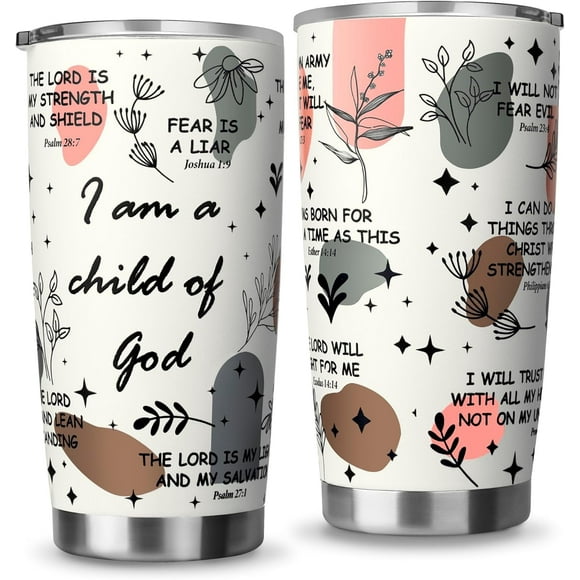 Cadeaux Chrétiens pour Femmes-Je Suis une Fille de Dieu 20oz Gobelet en Acier Inoxydable - Foi Religieuse Inspirante Verset Biblique Jésus Dieu