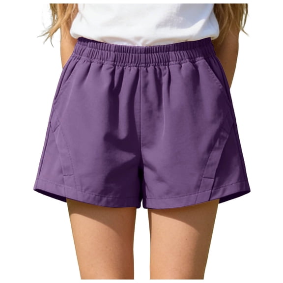 Toddler Baby Girl Shorts Solid Little Girls Shorts Baby Summer Athletic Pants with Drawstring Toddler Girls Clothes,Purple