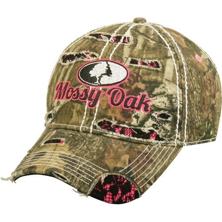 Mossy Oak Women's Camouflage and Pink Logo Hat, BUI/Pink