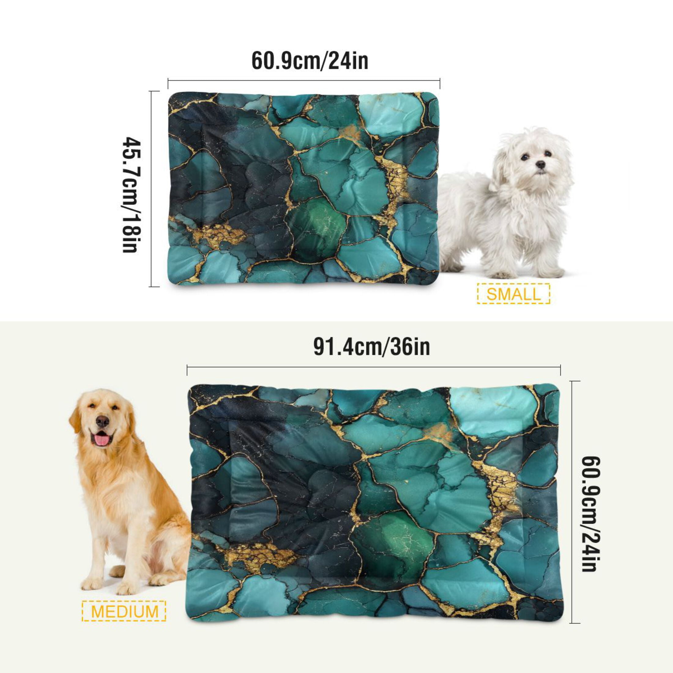 Qxltty Gild Dark Green Marbles Ped Pad Wear-resistant and Hard to Bite Through Sleeping Pad for Small Medium Large Dogs Winter Pet Bed 36×24in