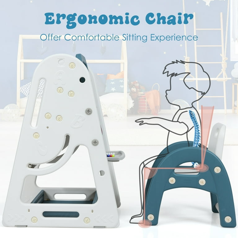Infans Kids Easel w/Chair Art Easel for Kids Height Adjustable Art Easel  Set for Kids