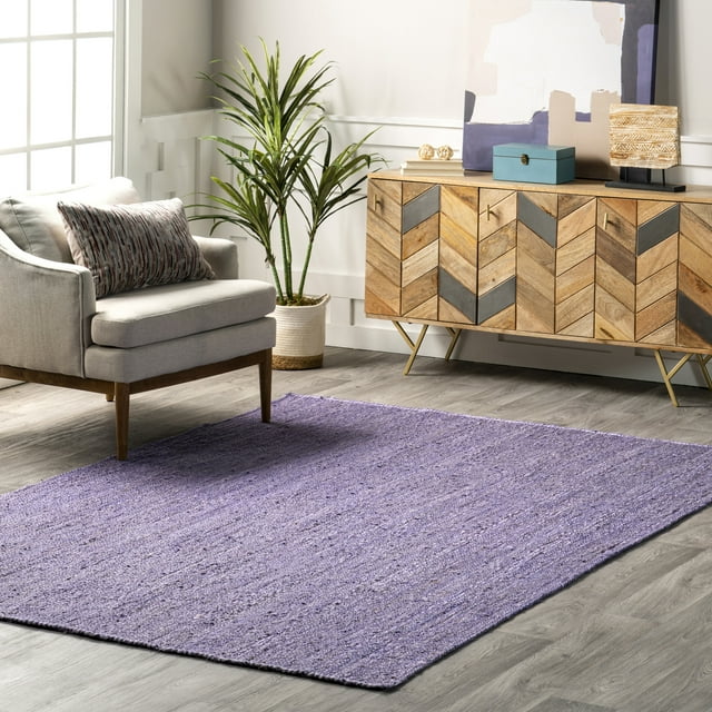 nuLOOM Rigo Hand Woven Farmhouse Jute Area Rug, 8' x 10', Purple