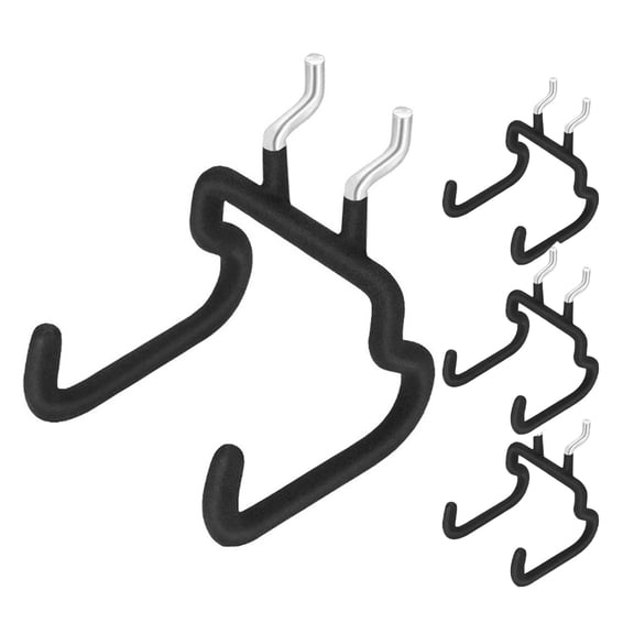 STOBOK Pegboard Utility Notch Hook Hook Shape Steel Black 4Pcs