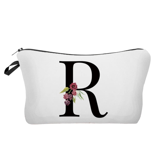Regalos para las Mujeres Bolsa de Maquillaje de la Carta de la Flor, Bolsa de Maquillaje de la Carta, Bolsa de Maquillaje de la Primera Carta, Regalo de Cumpleaños de las Señoras, Amiga de la Madre, B