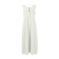 thumbnail image 6 of UoCefik Plus Size Dresses for Women Summer Sleeveless Button Linen Dresses Casual V Neck Elegant Beach Vacation Gauze Tank Sundress White S, 6 of 7
