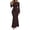 06-Coffee626, variant on XIAONU Solid Mermaid Dress For Women Long Sleeve Cowl Neck Ruched Bodycon Evening Gown