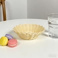 thumbnail image 4 of Bread Baskets for Serving, Small Rattan Basket, Lace Beige Woven Basket, Imitation Rattan Fruit Baskets, Lace Beige Imitation Rattan Plastic Woven Food Basket 7.5x2.4 Inch 1Pcs, 4 of 9