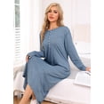 thumbnail image 3 of DARING DIVA Women's Long Sleeve Long Soft Button Down Nightshirt XS Blue, 3 of 6