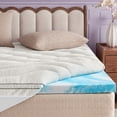thumbnail image 3 of Bestier Queen Size Dual Layer 3 inch Memory Foam Mattress Topper, 2 inch Gel Memory Foam and 1 inch Tencel Lyocell Down Alternative Quilted Pillow Top Mattress Pad Cover for Back Pain, White, 3 of 11