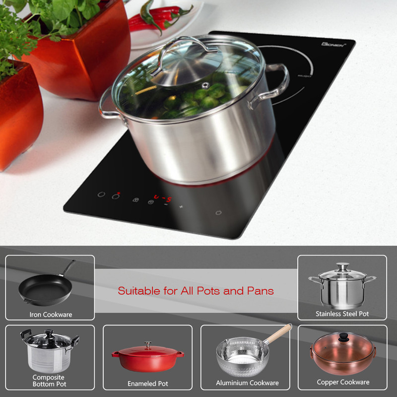 GT 12 in. 2 Elements Radiant Electric Cooktop in Black, with Hard Wire, 3000-Watt