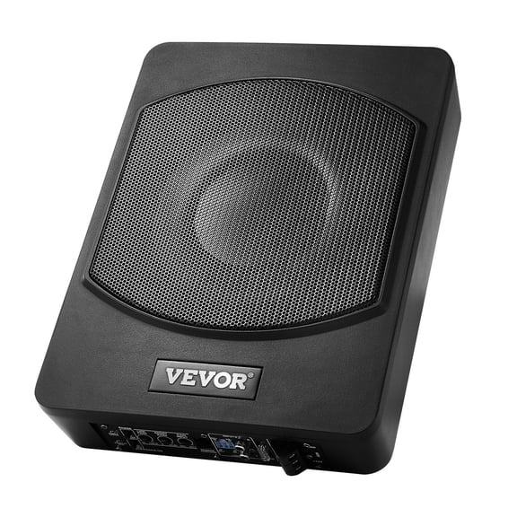 10 Inch 240W Underseat Slim Powered Car Subwoofer Low Profile Audio Sub Built in Amplifier High Low Level Input Volume Controller for SUV Car Truck RV