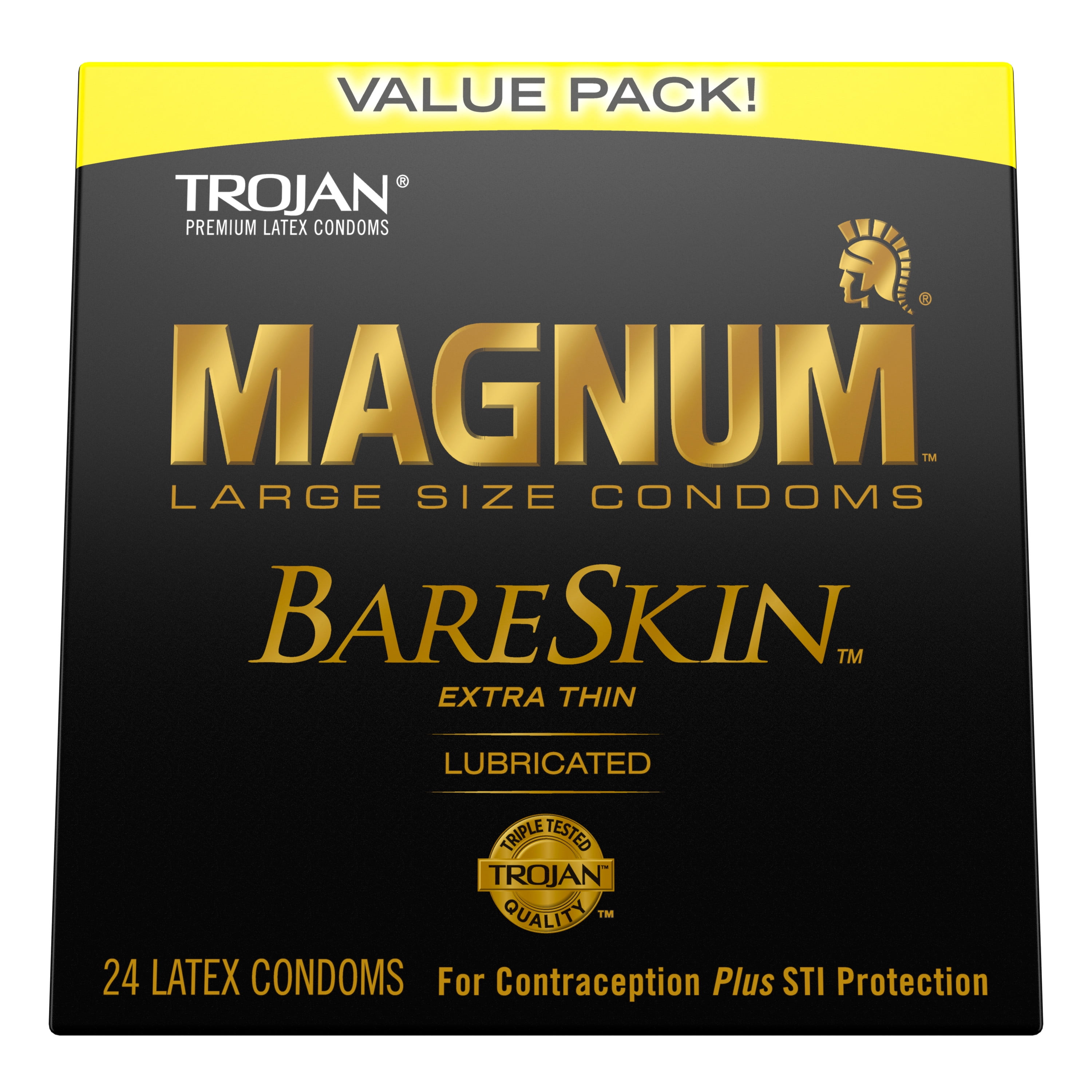 TROJAN MAGNUM BARESKIN Large Condoms, Value Pack of Lubricated Condoms, 24 Count