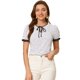 thumbnail image 1 of Blusa floral de manga corta Allegra K con cuello anudado para mujer blanco XS, 1 of 6