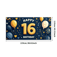 thumbnail image 3 of Blue Themed Happy 16th Birthday Banner Backdrop Party Supplies for Photography Props Decors Birthday Party Celebrations Photo Booth Backgrounds, 3 of 8