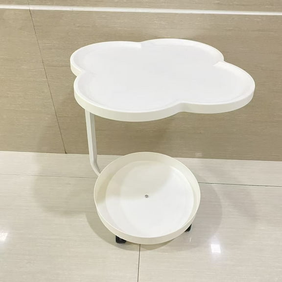 Regnix Bedroom fiuniture,Modern End Table with Wheels, Small Round Nightstand Bedside Table for Living Room, Bedroom, or Small Spaces-White