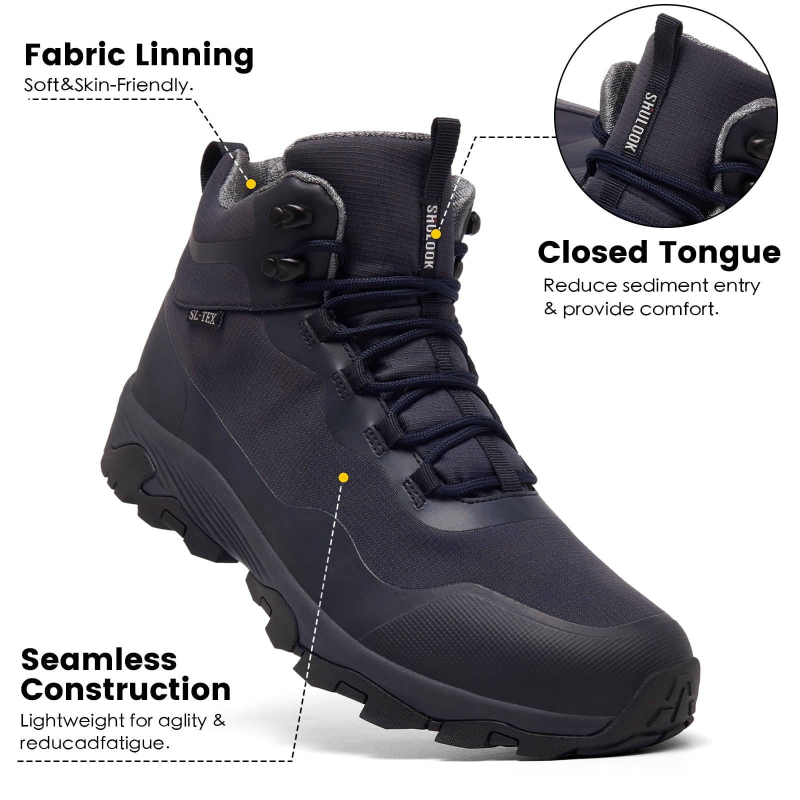 COM STAR Men Hiking Boots Breathable Outdoors Mid Ankle Walking Shoes Lightweight Mountaineering Shoes  for Trekking, Camping