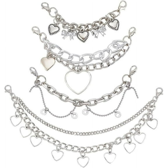 4 styles Alloy Boot Strap Chains Shoe Decorations Platinum 105~202mm