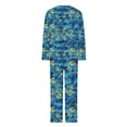 thumbnail image 4 of Puntoco Conjunto de pijama cómodo para mujer, conjunto de pijama con top y pantalones de manga larga con cuello redondo y estampado informal a la moda para mujer, 4 of 5