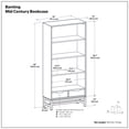 thumbnail image 3 of Simpli Home Banting 66 inch x 30 inch Solid Wood Industrial Mid Century Bookcase in Walnut Brown, 3 of 3