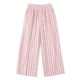 thumbnail image 6 of LUVDA Gingham Wide-Leg Pants for Women Elastic High Waist with Pockets Lightweight Flowy Trousers for Casual & Boho Style, 6 of 6