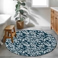 thumbnail image 3 of Round Rug 4Ft Washable Non-Slip, Navy Blue Spring Floral Circle Area Rugs for Living Room Bedroom, Farmhouse Flowers Elegant Pastoral Indoor Floor Mats Carpet Runner for Home Decor Aesthetic, 3 of 8