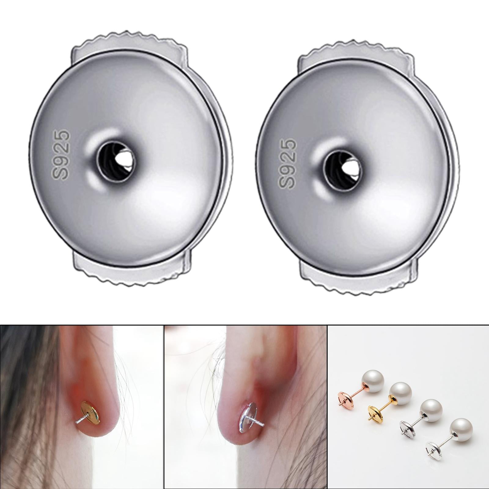 Earring Backs Replacements Plated Backs Locking Stoppers Earring Backs  Stopper Earring Ear Gifts DIY Earring Lovers 6mm White