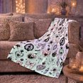 thumbnail image 6 of Pink Mint And Lavender Charm, Gothic Pastel Illustration Style for Cat Lovers And Gothic Decor Fans, Housewarming Gift with Cozy Flannel Blanket, Home Decor for Bedroom And Living Room And, 6 of 9