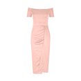 thumbnail image 4 of Gspmoly Robes d'Été pour Femmes 2025, Robe Aguichant pour Femme à Épaules Dénudées, Unie, Taille Haute Fendue, Froncée, Moulante, Soirée, Manches Courtes, Robe de Cocktail, Soldes d'Été Liquidation, 4 of 6