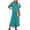 Dark Blue, variant on Plus Size Loose Dress Semi Formal Casual V-Neck Maxi Dress Loose Short Sleeve Long Dress Khaki 2X