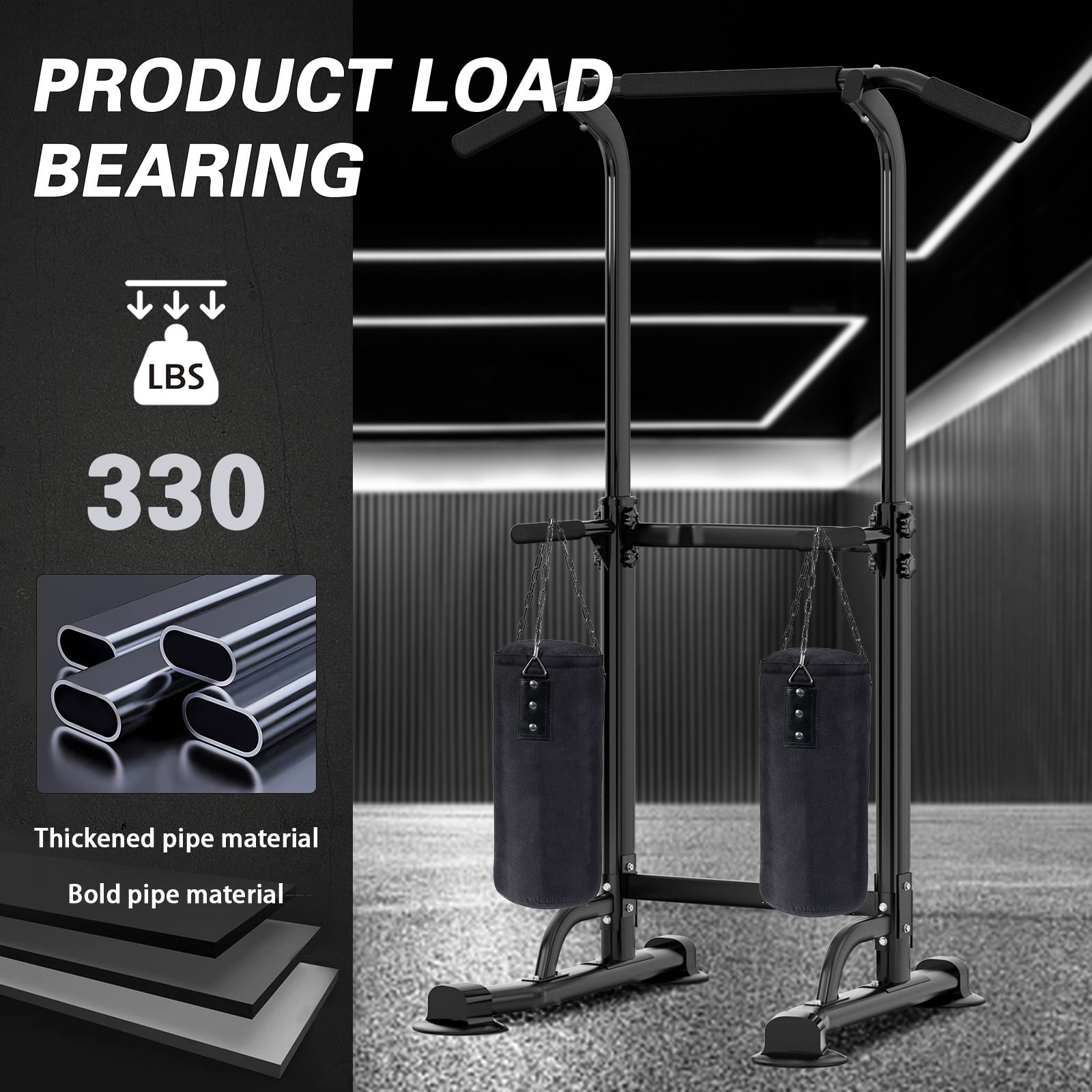 SogesPower Adjustable 83"H Pull up Bar Power Tower Multifunctional Fitness Station for Home