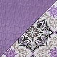 thumbnail image 6 of Hannah Linen Queen Purple Quilt Set- Microfiber 4 Piece Quilt with 1 Shams and 2 Decorative Pillow (Queen, Purple Vidara), 6 of 10