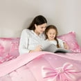 thumbnail image 4 of Feelyou Bowknot Initial A Bedding Comforter Set 7pcs, Pink Stars Balloon Full Bedding Set, 4 of 8