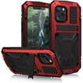 thumbnail image 1 of Compatible avec iPhone 12 Pro Max Pare-Chocs en Métal Étui en Silicone Hybride Militaire Antichoc Robuste avec Protecteur d'Écran Intégré pour iPhone 12 Pro Max (Rouge), 1 of 8