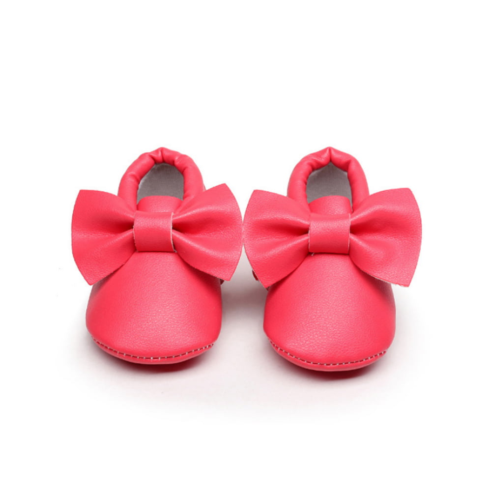 Toddler Infant Girls Tassels Sequins Bow Solid Crib Shoes Casual Soft Prewalkers 