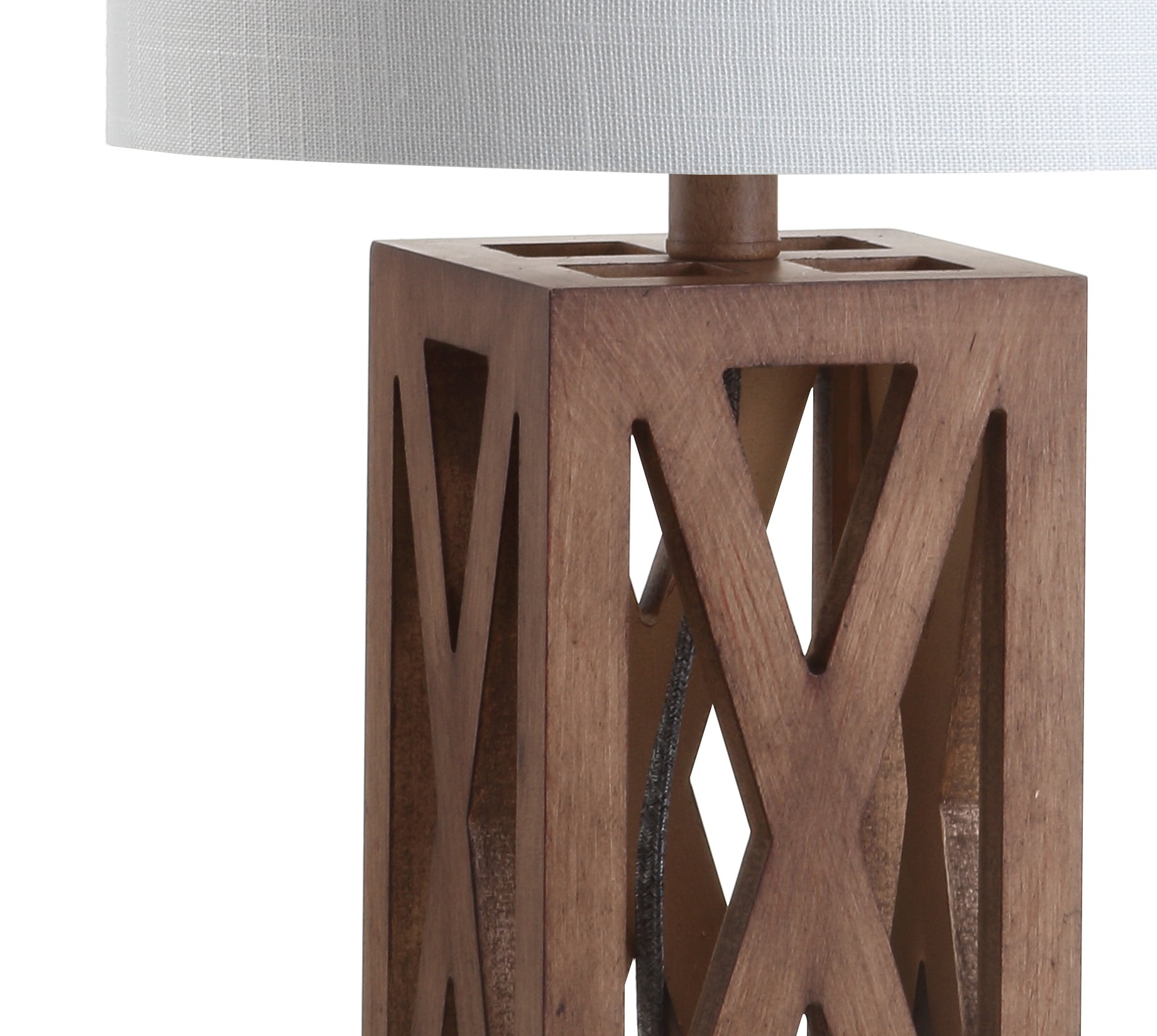 JONATHAN Y Stewart 21.5" Farmhouse Wood LED Table Lamp, Brown (Set of 2), JYL1062A-SET2