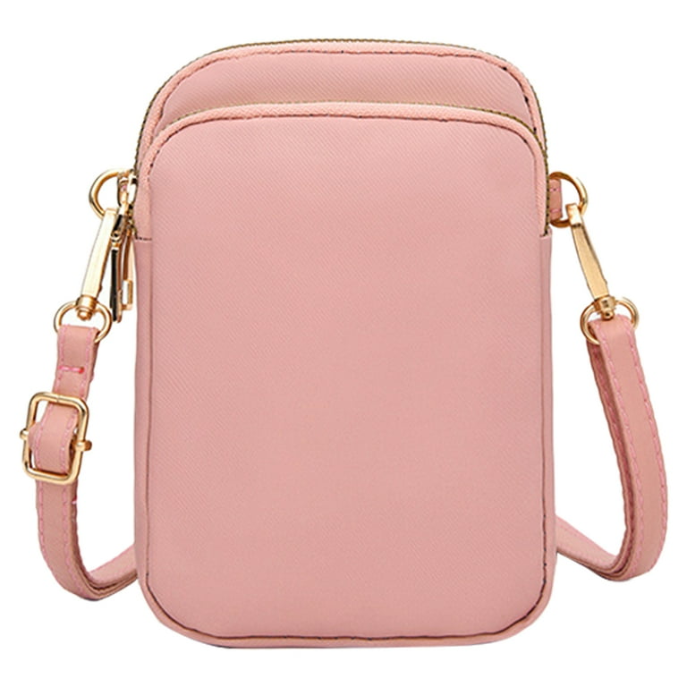 Manerr Women s Crossbody Cell Phone Bag Vertical Coin Purse Pink