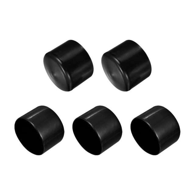 Uxcell 5Pcs Tapones de goma 2 5/16" (59mm) ID Cubierta de tapa de tubo redondo de vinilo color negro