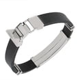 thumbnail image 2 of EDFORCE Stainless Steel Black Rubber Silicone Silver-Tone Men's Bracelet, 2 of 4