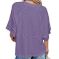 thumbnail image 3 of Summer Oversize Women Solid Color Half Sleeve Loose Shirt Tee Casual Tops, 3 of 4
