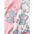 thumbnail image 6 of Newborn Baby Girl 2 Pack Long Sleeve Romper Clothes Cartoon Elephant Pattern Outfit Set Pink & White, 6 of 7