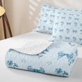 thumbnail image 4 of Erosebridal Light Blue Bow Flower Star Bed Spread Queen, Cute Floral Print Queen Coverlet Set for Girls, 3 Pieces, 4 of 7