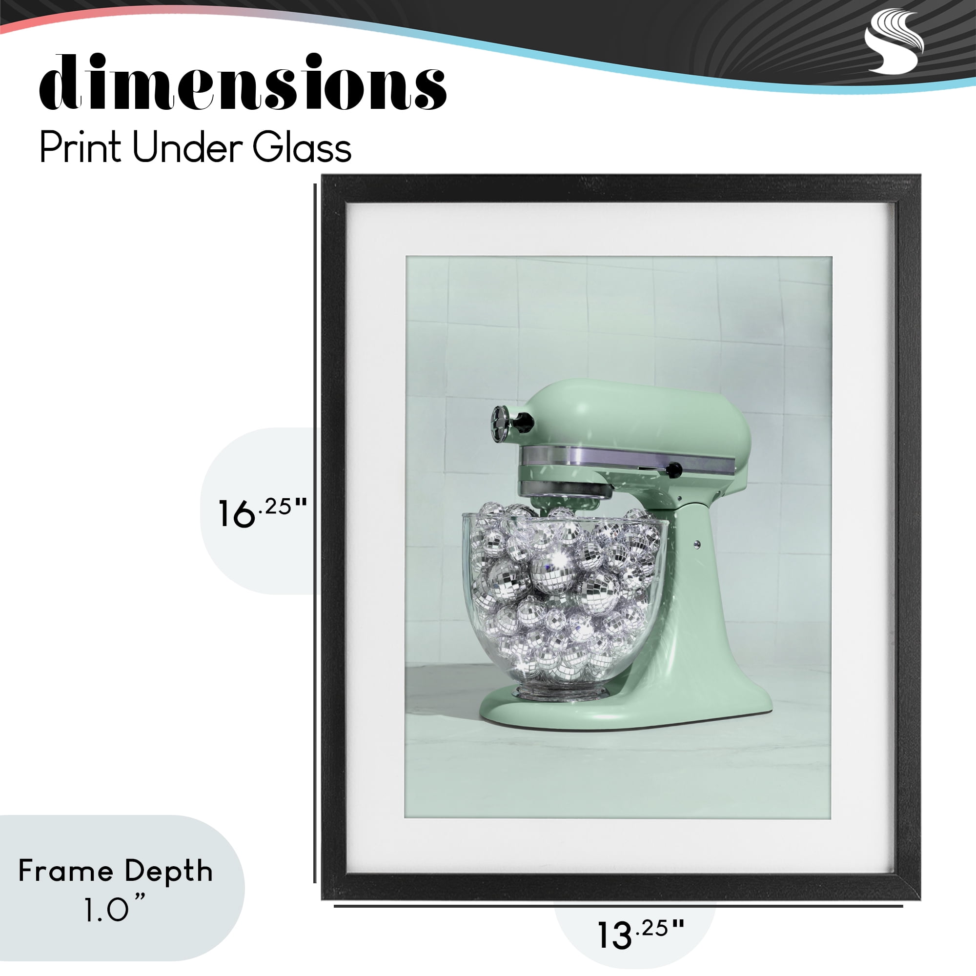 Stupell Industries Disco Kitchen Mixer over Green Black Framed Print Under Glass, design by LISH Creative